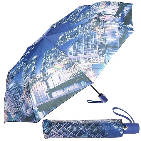 Зонт для женщин, суперавтомат, 3 сложения, Москва/Питер/Европа, RainDrops, полиэстер, в ассортименте, 995CH