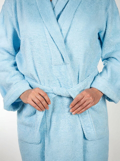Халат женский, махровый, 100% хлопок, светло-голубой, L-XL, 48-50, Silvano
