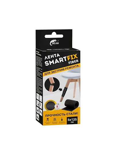 Лента 50 мм, черная, основа стекловолокно, 1.25 м, W-con SmartFix FIBER, ремонтная, FRM512R