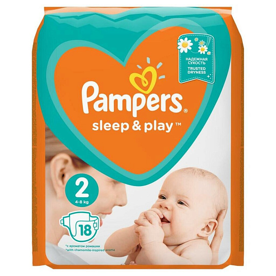 Подгузники детские Pampers, Sleep & Play Mini, р. 2, 4 - 9 кг, 18 шт, унисекс