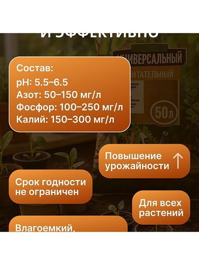 Грунт Азбука роста, универсальный, 50 л, Фабрика грунтов