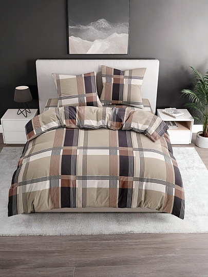 Постельное белье 2-спальное, простыня 215х220 см, 2 наволочки 70х70 см, пододеяльник 175х215 см, Bravo, поплин, Отон