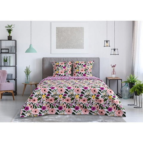 Постельное бельё "Этель"1.5 сп "Flowers" 143х215 см, 150*70 см, 70*70 см -2 шт, 4800790