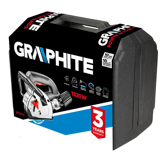 Штроборез Graphite, 59G370, 125 мм, 1.32 кВт, 2 рабочих диска, кейс