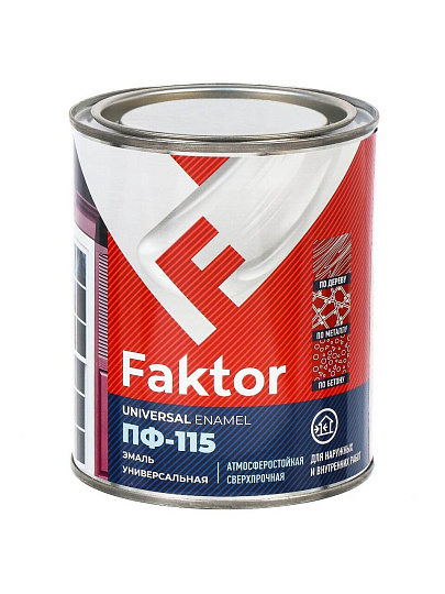 Эмаль Ярославские Краски, Faktor ПФ-115, алкидная, полуматовая, красная, 0.8 кг
