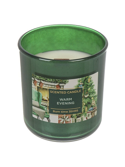 Свеча ароматическая, в стакане, Bartek Candles, Зимнее Время, 150 гр, с деревянным фитилем