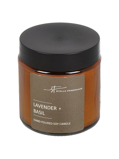 Свеча декоративная ароматическая, 7.5х5.5 см, в стакане, Stella Fragrance, St Lavender Basil, 90 гр, SF0423