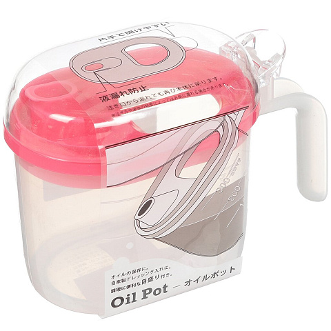 Кувшин для масла, соуса пластик, 0.3 л, с крышкой, Yamada, Oil Pot, 527P, розовый