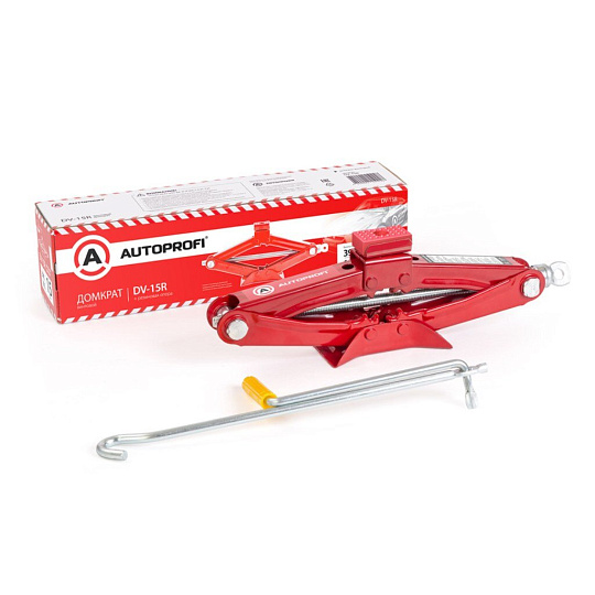Домкрат ромбический, механический, винтовой, 1.5 т, с резиновой опорной частью, Autoprofi, DV-15R