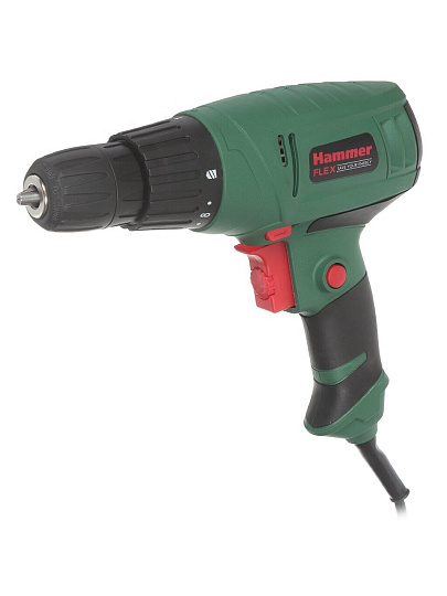 Дрель-шуруповерт сетевая Hammer, Flex DRL400A, быстрозажимной патрон, 10 мм, 280 Вт, с реверсом, 1 скорость