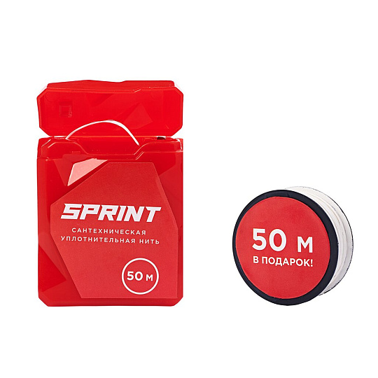 Нить сантехническая 50 м, + катушка 50 м, Sprint, блистер, 61012