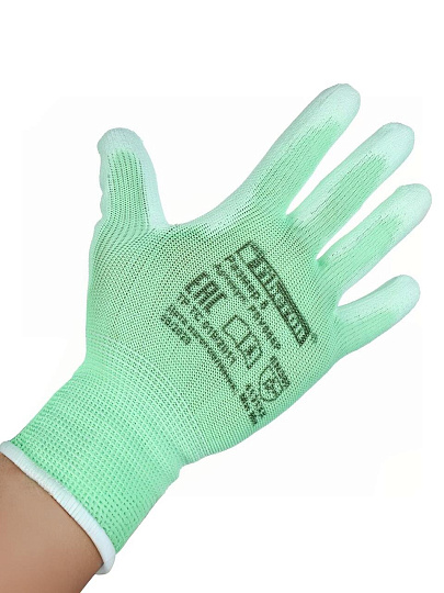 Перчатки полиэстер, полиуретановый облив, без рисунка, размер 8 (M), цвет в ассортименте, однотонные, Fiberon