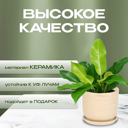 Горшок керамика, 0.9 л, 12х12 см, бежевый, Галактика №2, 008652