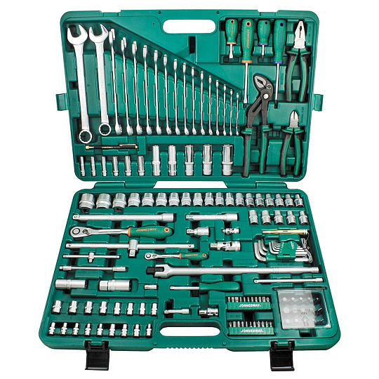 Набор инструментов Jonnesway, s04h524142s, 046100, 1/2", 1/4", 6-гранный, сталь, кейс, 142 предмета