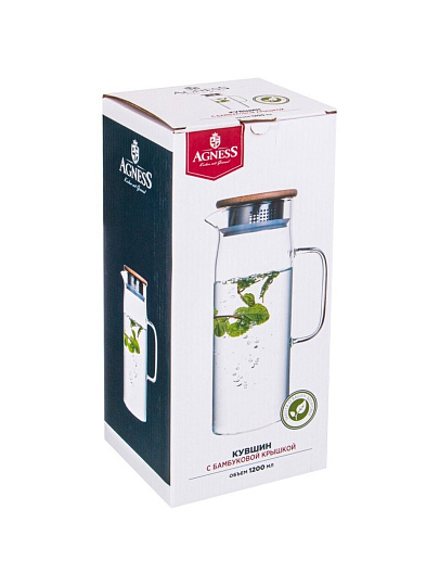 Кувшин стекло, 1.2 л, с крышкой, Agness, Native, 250-139