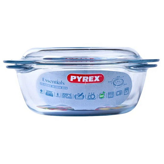Кастрюля стекло, 27х11 см, 2.1 л, круглая, с крышкой, Pyrex, Essentials, 204A000/7343