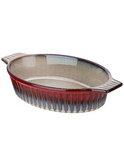 Форма для запекания керамика, 19х31х6.5 см, 1.3 л, овальная, Agness, Reactive Red, 780-112