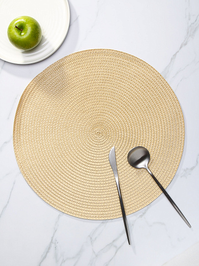 Набор салфеток полимер, 38х38 см, кругл, 4 шт, кремов, МП, Y6-2545