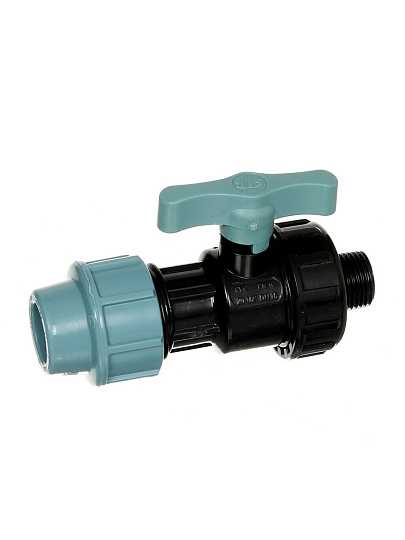 ПНД кран d40х1" 1/4, наружная резьба, STR