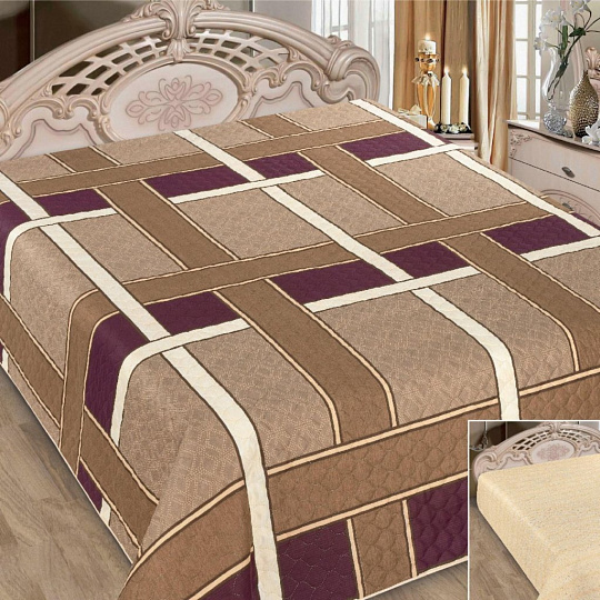 Покрывало евро, 220х200 см, микрофибра, двухстороннее, Marianna, Элегант, бордово-коричневое, 5076-ПК-ЭЛГ-200-220