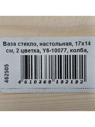Ваза стекло, настольная, 17х14 см, 2 цветка, Y6-10077, колба, деревянная подставка