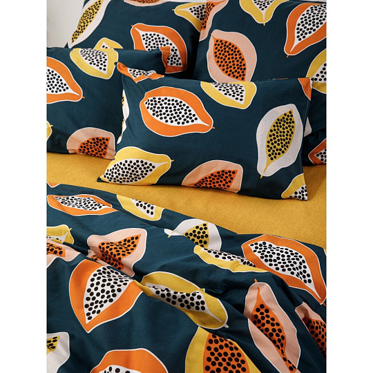 Постельное белье 1.5-спальное, простыня 150х214 см, 2 наволочки 70х70 см, пододеяльник 145х215 см, Ночь нежна, бязь, Папайя