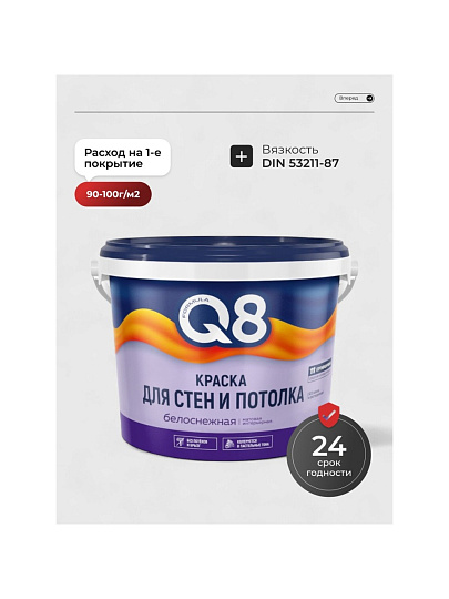Краска водно-дисперсионная, Formula Q8, акриловая, интерьерная, матовая, 13 кг