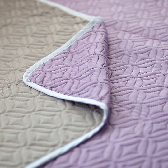 Покрывало евро, 220х200 см, полиэстер, стеганое, Mona Liza, Мелисса, лаванда-серо-бежевое, 509165/08