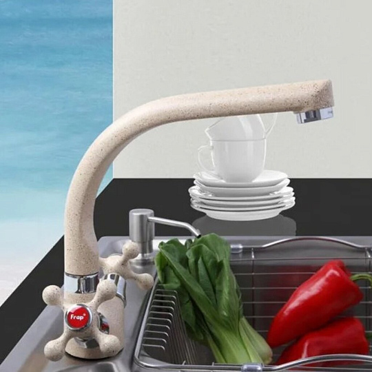 Смеситель для кухни, Frap, с кран-буксой, светло-бежевый, F5408-10