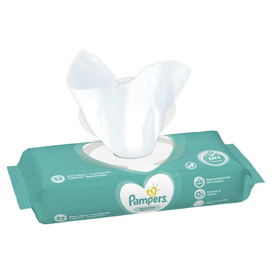 Салфетки влажные Pampers, Sensitive, 52 шт