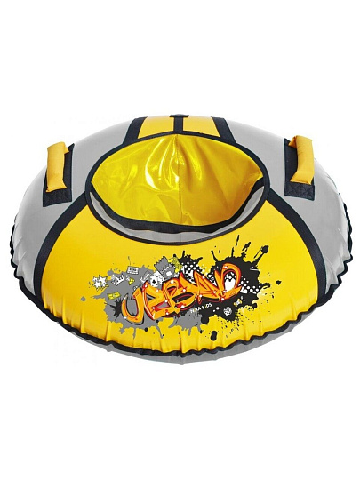 Санки-ватрушка Nika, Граффити, 85 см, 90 кг, с буксировочным тросом, с ручками, желтый, серебро, ТБ1КР-85/ГФ2