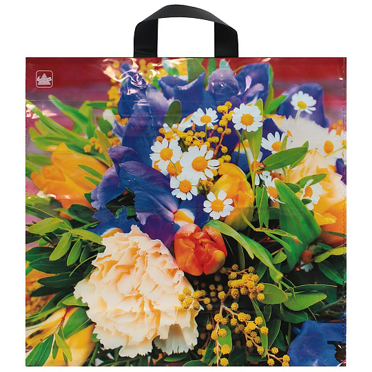 Пакет 44х45 см, 70 мкм, ПЭТ ПВД, с петлевыми ручками, в ассортименте, Тико, Малина