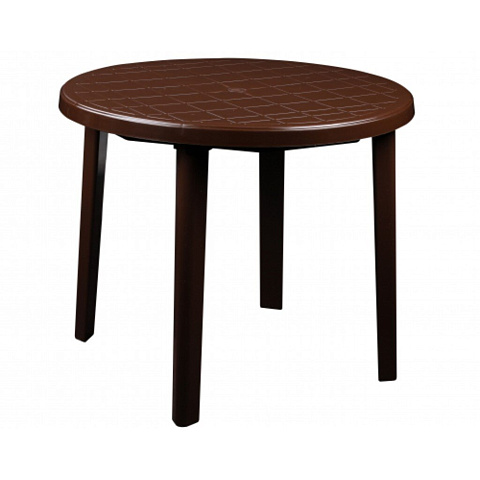 Стол пластик, круглый, 90х90х75 см, коричневый, Альтернатива, М8151