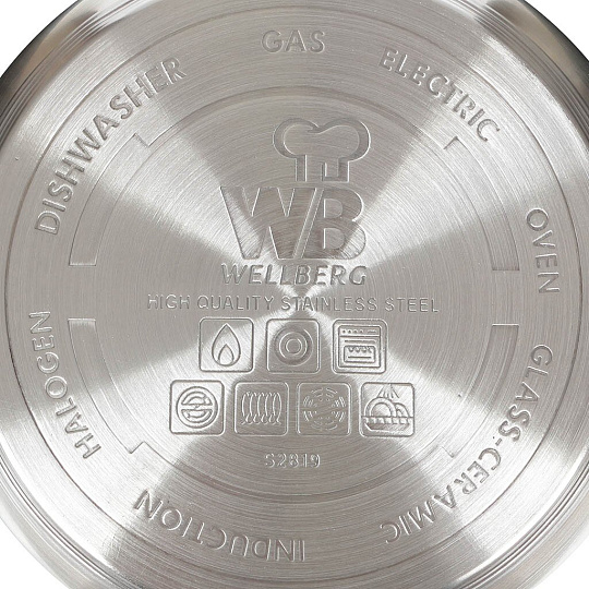 Кастрюля из нержавеющей стали Wellberg Avento 1421WB/8, 5.8 л