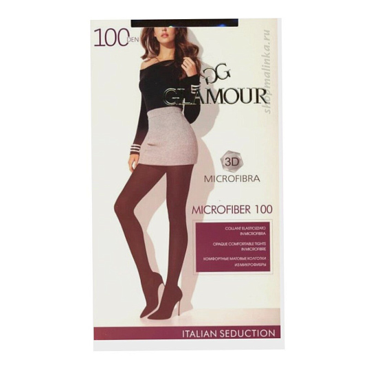 Колготки Glamour, Microfiber, 100 DEN, р. 5, nero/черные, широкий пояс, плоский шов
