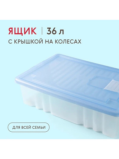 Ящик хозяйственный, 36 л, 61х40х17 см, с крышкой, в ассортименте, Darel, ЯФ0136