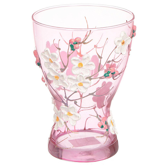 Ваза стекло, настольная, 26х11 см, Яблоко-С, Сакура на розовом фоне, 2598/260/77-640.2