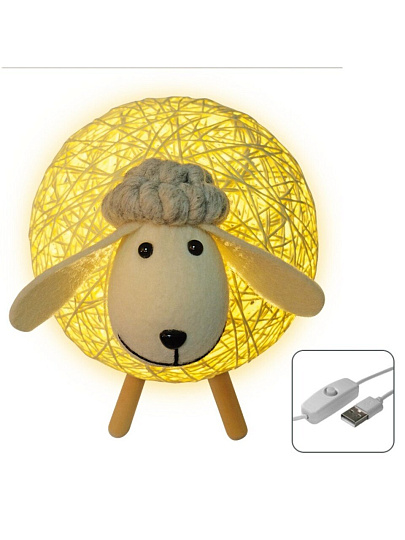 Светильник светодиодный 3 Вт, детский, с USB, JazzWay, JS3-Lamb, 5038110, «Овечка»