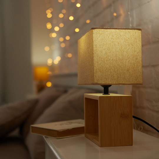Светильник настольный E27, 40 Вт, светло-серый, Uniel, UML-B401 LIGHT GREY/WOOD, UL-00010956