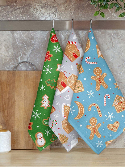 Полотенце кухонное вафельное, 45х60 см, 100% хлопок, Самойловский текстиль, Имбирная сказка, Вид 2, Россия