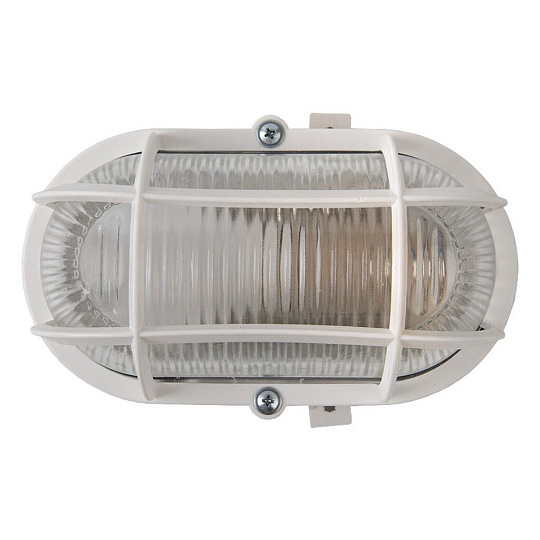 Светильник General Lighting Systems, НБП 02-60-004.03 "ЕВРО", 60 Вт, E27, на 1 лампочку, IP65, 18.6х12.6х11.2 см, с решеткой, белый, 437832