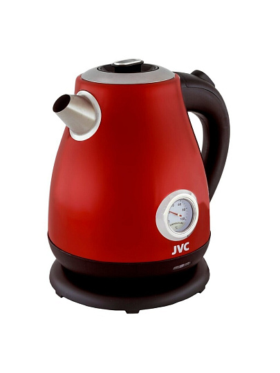 Чайник электрический JVC, JK-KE1717, красный, 1.7 л, 2200 Вт, скрытый нагревательный элемент, нержавеющая сталь