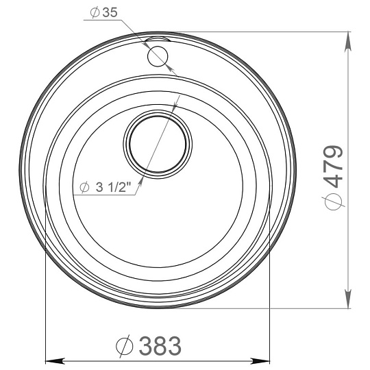 Мойка кухонная врезная, GranFest, Quarz, кварцевый песок, 479 мм, без сифона, бежевая, GF-Z08