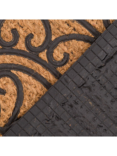 Коврик придверный, 40х60 см, полуовальный, кокосовое волокно, Кружевной, Sunstep, 32-072