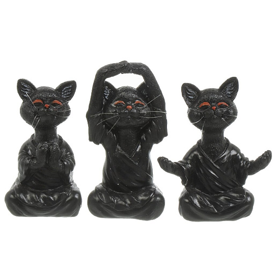 Фигурка декоративная полистоун, Котик-йог, 12 см, Y4-9114, Y4-9115, Y4-9116