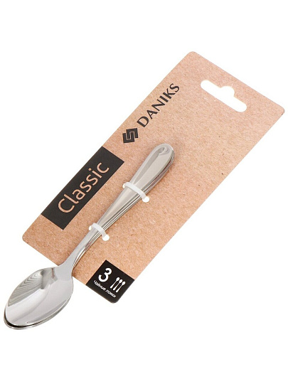 Ложка нержавеющая сталь, 3 предмета, чайная, Daniks, Classic