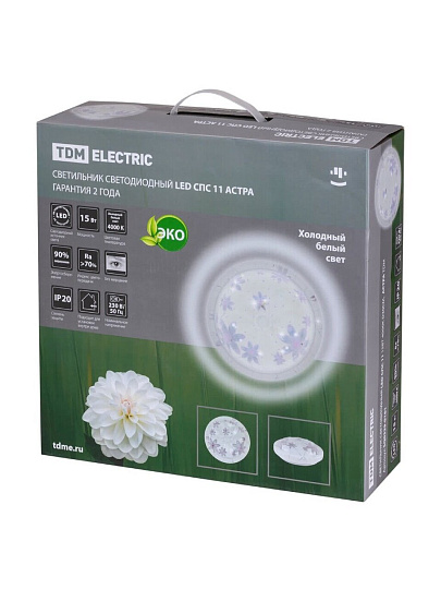 Светильник светодиодный, TDM Electric, СПС 11 Астра, 15 Вт, 4000 К, 1340 Лм, IP20, 35х35х90 см, белый, SQ0329-0161