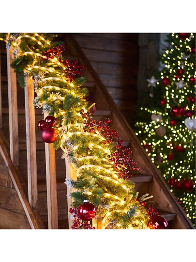 Гирлянда светодиодная 100 ламп, 15 м, 1 режим, Дюралайт, Uniel, желтый свет, черная, сетевая, конектор в комплекте, UL-00010906