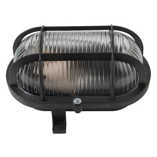 Светильник General Lighting Systems, НБП 02-60-004.03 "ЕВРО", 60 Вт, E27, на 1 лампочку, IP65, 18.6х12.6х11.2 см, с решеткой, черный, 437833