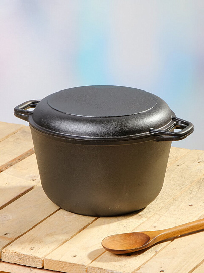 Кастрюля чугун, 6 л, крышка чугун, с дужкой, Гардарика, 1306-4, индукция